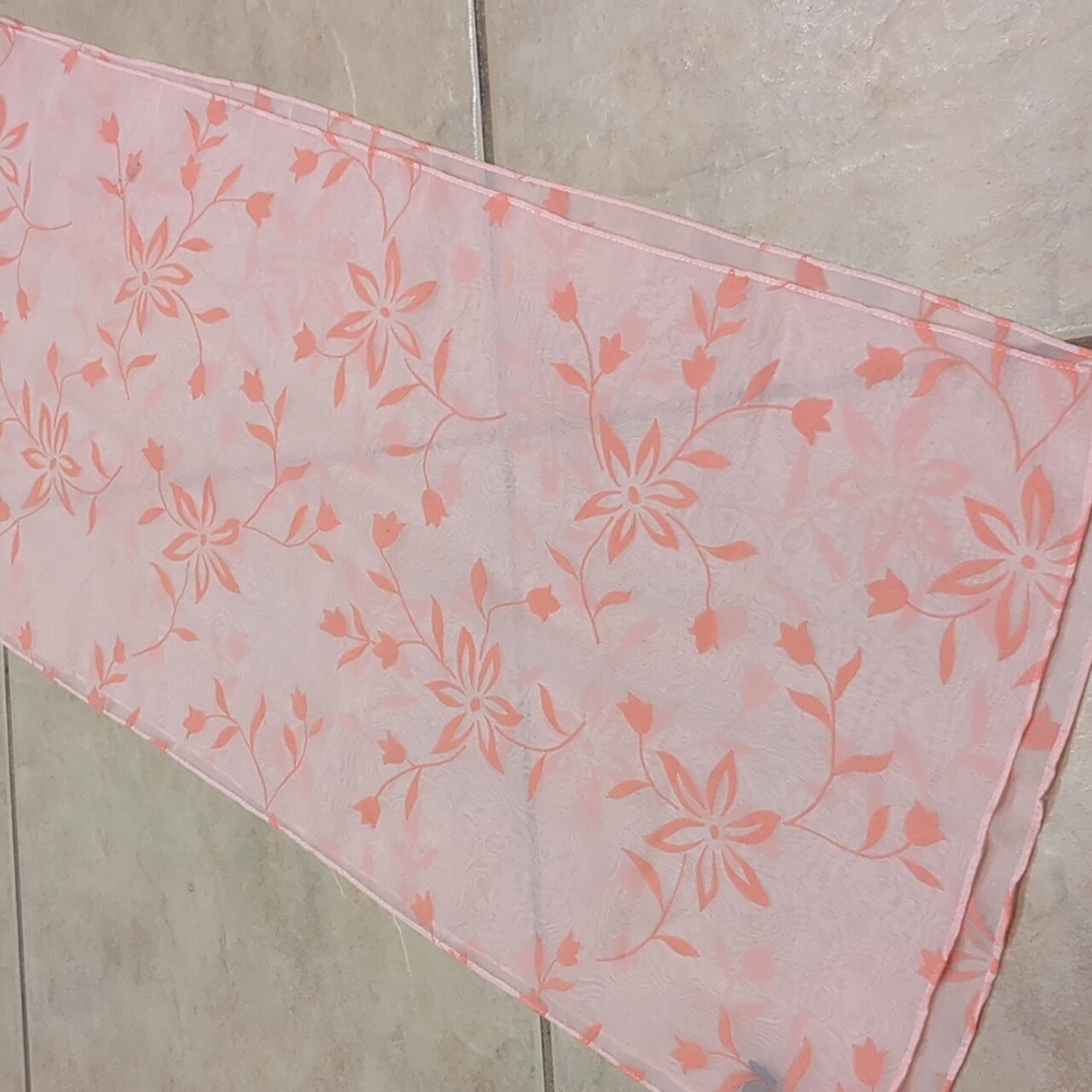 Vintage Pink Floral Scarf 13x60 - Picture 2 of 3